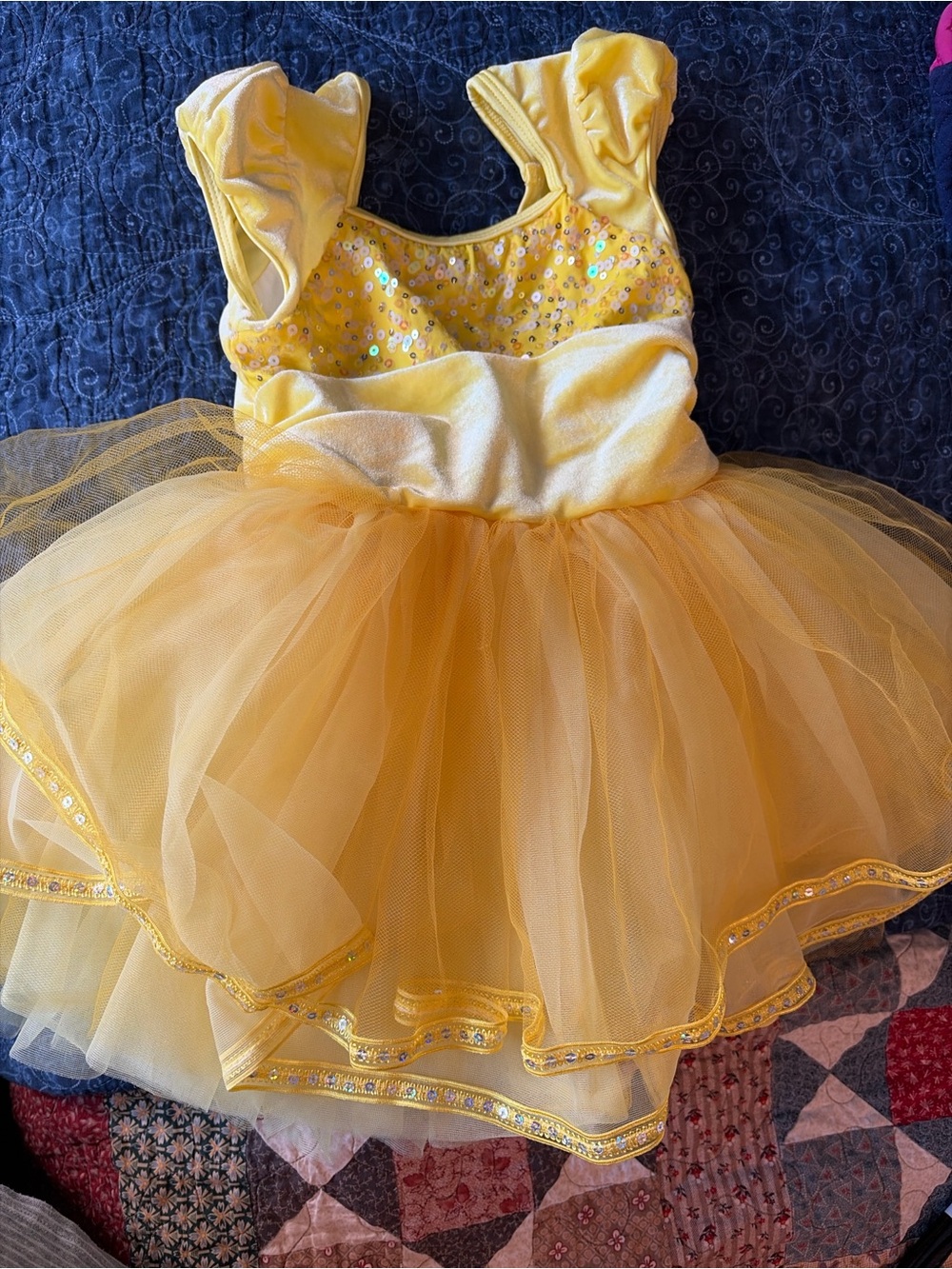 Yellow Sequin Tulle Party Dress for Girls